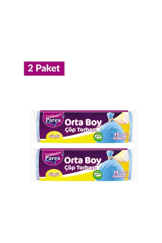 Güçlü Çöp Torbası Orta Boy 15'li 55 X 60 Cm İkili Set