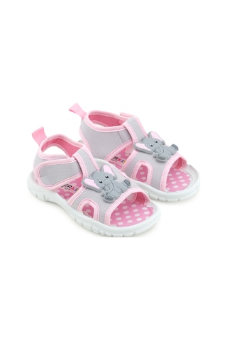 Gezer Kız Çocuk Bilekten Cırtlı Ayarlanabilir Pvc Rahat Esnek Taban Günlük Sandalet Gri