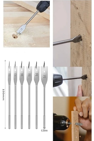 Mucit Home 6 Parça Matkap Uçuna Takılan Tahta Ahşap Oyma Ağaç Delici Yaprak Seti Panç Yaprak Punch Kelebek Panç