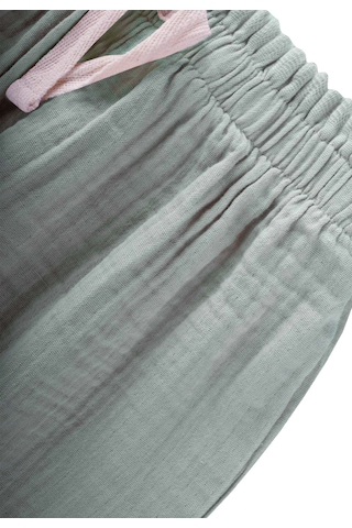 Cigit Beli Fırfırlı Geniş Kesim Müslin Pantolon 1-8 Yaş Mint Yeşili Mint Yeşili