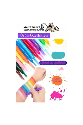 Yüz Boyası 10 Renk 1 Paket Face Paint Çevirmeli Yüz Kalemi Kolay Temizlenen Canlı Renkler Çok Renkli