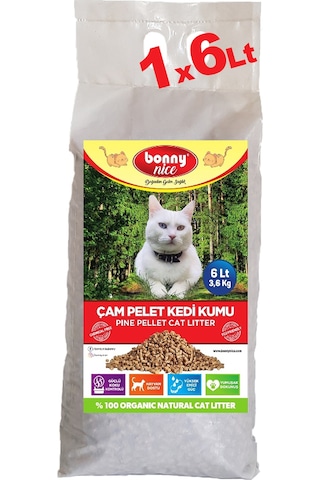Bonny Nice Doğal Pellet Çam Peleti Kalın Kedi Kumu 6 L