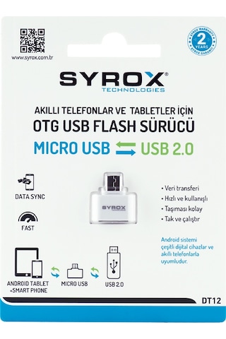 Syrox Dt12 Usb 2.0 Dan Microusb Ye Otg Dönüştürücü Aparat