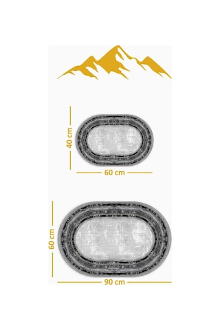 Yıkanabilir Kaymaz Tabanlı Modern Desenli 2'li Banyo Paspas Takımı Obps0012 Renkli