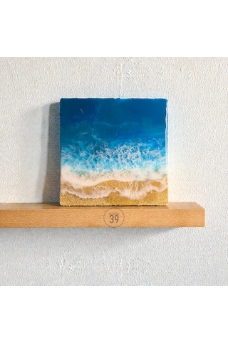Caribbean Ocean Epoksi Duvar Tablosu El Yapımı Okyanus Temalı Dekoratif Sanat, 25x25 Cm & 30x30 Cm 1 Adet