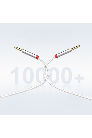 Ekılıf - Aux Audio Kablo 3.5mm 3m Au-708 Örgü Tasarımlı Aux Audio Kablo 3.5mm 3m - Beyaz - T37801 Beyaz