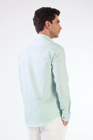 Dufy Yeşil Erkek Slim Fit Düz Düğmeli Yaka Uzun Kol Gömlek - 102509 Yeşil
