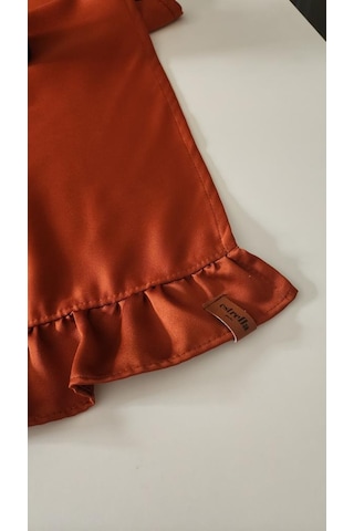 Cemre Saten 2-kenar Fırfırlı Vintage Runner Örtü Kiremit 40x110