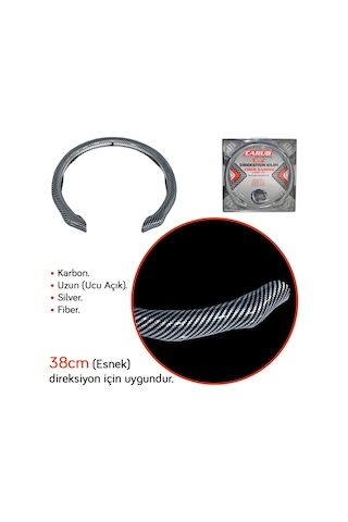 Carub Fiber Direksiyon Kılıfı Karbon Uzun Silver Br1850123 Gri