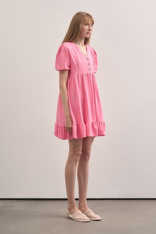 Mathilda Store Kadın V Yaka Linen Elbise