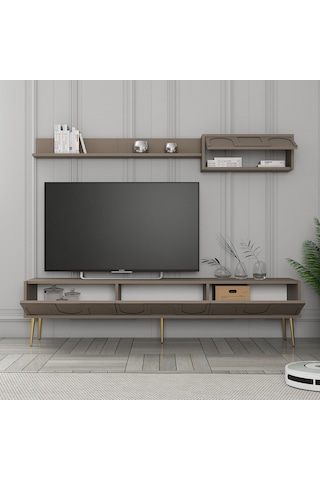 Variant Lyon Duvar Raflı Tv Ünitesi - Atlas / Altın
