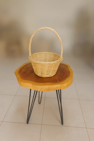 Doğal El Yapımı Hasır Sepet Dekoratif, Çok Amaçlı, Boho Tarz Bej - Sarı