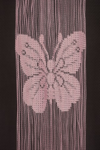 Kelebek Model Pembe Renk İp Perde Hazır Düğmeleri Dikilmiş İp Perde 300 280 Cm Pembe