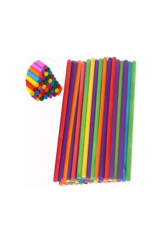 Artlantis Renkli İnce Ahşap Yuvarlak Çubuk 15 Cm 30 Lu 1 Paket Okul Öncesi Sınıf Tasarım Etkinlik Hobi Genel