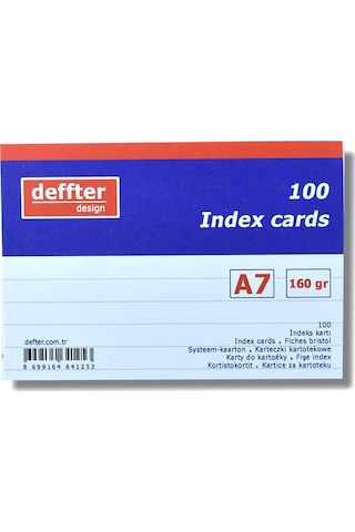 Deffter İndex Kartı A7 Beyaz Çizgili 64125-3