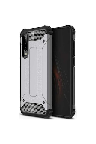 Noktaks - Huawei Uyumlu Huawei P30 Lite - Kılıf Çift Katman Zırh Tank Crash Military Kapak - Rose Gold