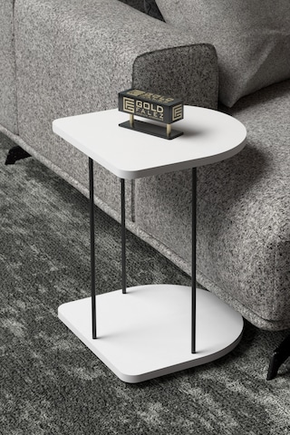 Yan Sehpa Tekerlekli Servis Sehpası Hnd Oval Beyaz