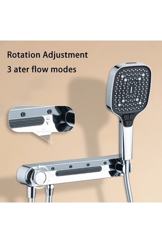 Fastbuy Challenger Iouhappy Gümüş Duvar Tipi Duş Sistemi - 3 Modlu Yağmur Ve El Duşu - Hızlı Kurulum Gümüş