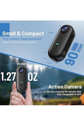 Vtn-01 Mini Wıfı Aksiyon Kamerası 1080p Taşınabilir Vücut Kamerası Giyilebilir Video Kaydedici Siyah