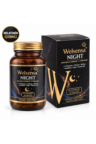 Welsensa Night Stressiz Ve Derin Uyku Döngüsüne Yardımcı Melatoninsiz Formül 60 Kapsül