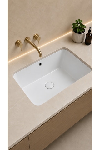 Connect Tezgahaltı Dikdörtgen Lavabo Beyaz