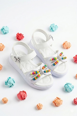 N Moda Çocuk Sandalet ,bebek Sandalet , Düğün Ayakkabısı , Kaydırmaz Yazlık Şık Çocuk Ayakkabısı Beyaz