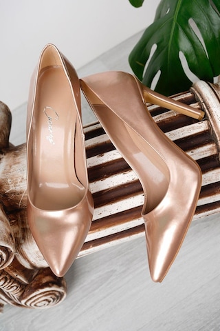 Stiletto Büyük Numara Bayan Ayakkabısı Bronz