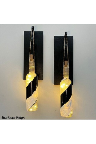 Led Işıklı Ahşap Siyah Renkli Vitray Cam Salon Bar Bahçe Dekoru Ş Çok Renkli