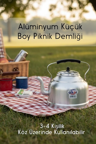 12 Cm Alüminyum 3-4 Kişilik Piknik Demliği Közde Kullanılabilir Aile Boyu Demlik Diğer