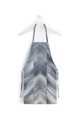 Mavi Geometrik Desen Mutfak Önlüğü Keten Kumaş, Uluslararası Yıkama Ve Solmama Sertifikası Çok Renkli