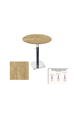 Üçüz Masa Ayarlanabilir 70 Cm Yuvarlak - Werzalit, Wermodin Ve Allzalit Tabla - Avalone Pine Çok Renkli