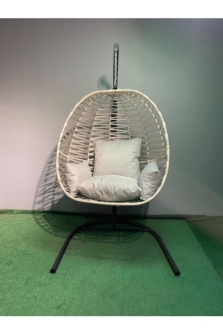 Stokhome38 Narcil Tek Kişilik Rattan Salincak Bej