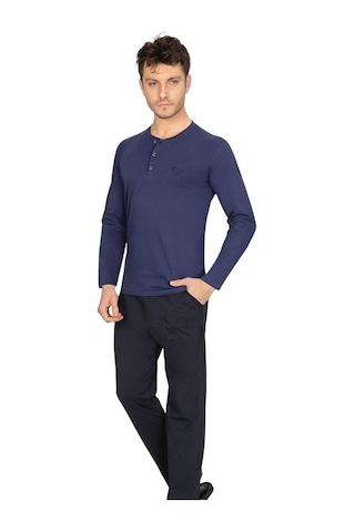 Ancelo %100 Pamuk Uzun Kollu Erkek Pijama Takım 001