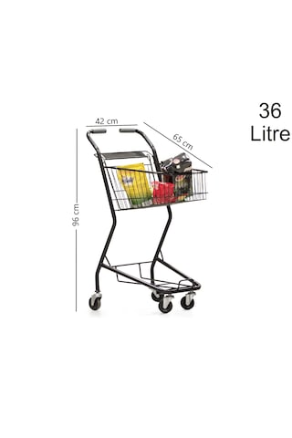 36 Litre Minicart Şarküteri Ve Kuruyemiş Metal Market Arabası Füme / En:42 Boy:65 Yükseklik:96 Cm
