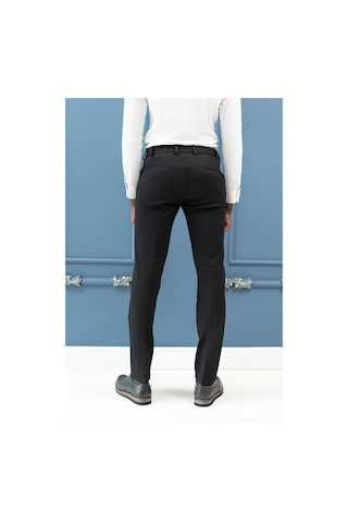 Ecer Regular Fit Armürlü Beli İplikli Astarsız Rayon Kışlık Kumaş Pantolon Siyah