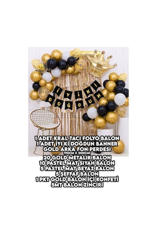Kral Taçlı Balon Zinciri Doğum Günü Seti Iyi Ki Doğdun Doğum Günü