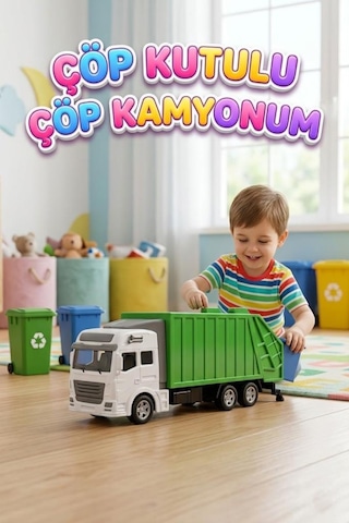 19 Cm Çek-bıraklı Çöp Boşaltma Haznesi Açılan Çöp Kutulu Çöp Kamyonu Oyuncak Araba Yeşil