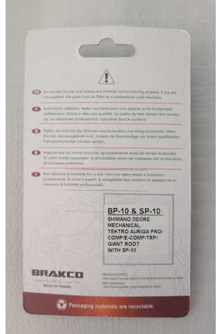 Bisiklet Disk Fren Balatası Kare Brakco