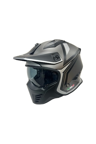 Sway Sw726x Tokyo Çene Açılır - Flip Up Kask Beyaz - Mat Tıtanıum - Siyah