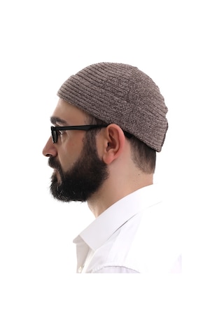 Kahverengi Katlamalı Sade Desen Kışlık Kadife Takke Şapka Kahverengi