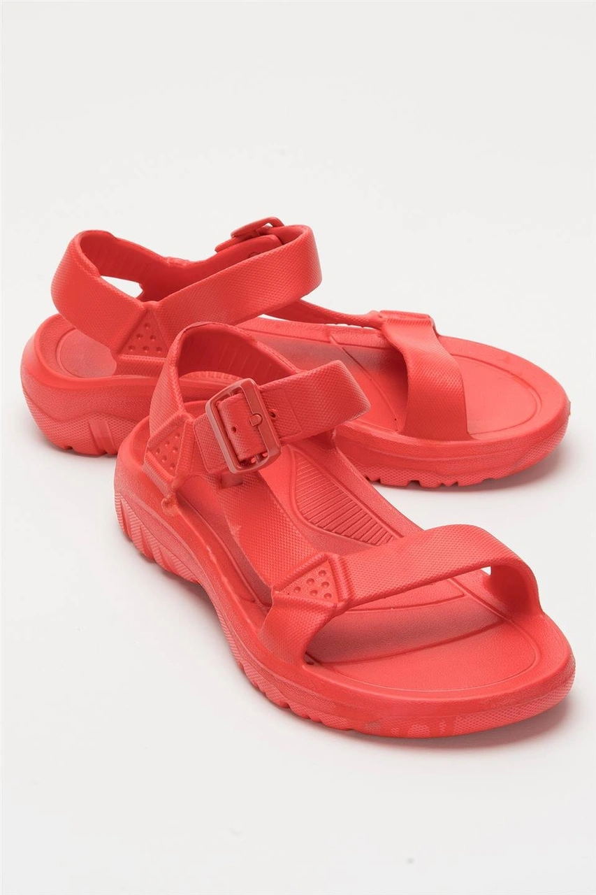 Liger Unisex Eva Spor Kaymaz Yürüyüş Sandaleti Kırmızı Kırmızı