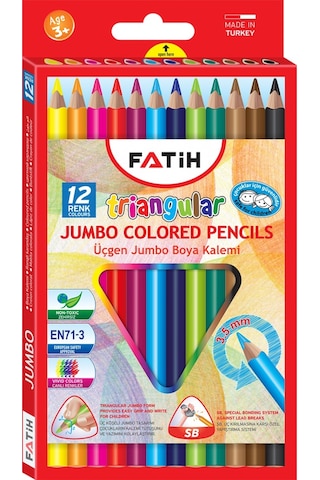 Fatih Üçgen Jumbo Boya Kalemi 12 Renk