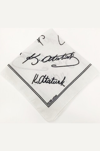 Herşey Nota Atatürk İmza Fular Bandana Beyaz