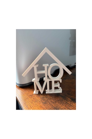 Modern Tasarım "home" Yazılı Dekoratif Masa Üstü Obje - Beyaz - 15 Cm