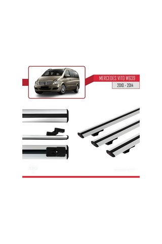 Mercedes Vito W639 2010-2014 Arası İle Uyumlu Basic Model Ara Atkı Tavan Barı Gri 3 Adet