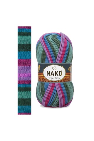 Tedar 5 Adet Vega Stripe Premium Akrilik El Örgü İpi Yünü No: 82408 Najmaddin (No:1) 8.5Cm X 10.5 Cm