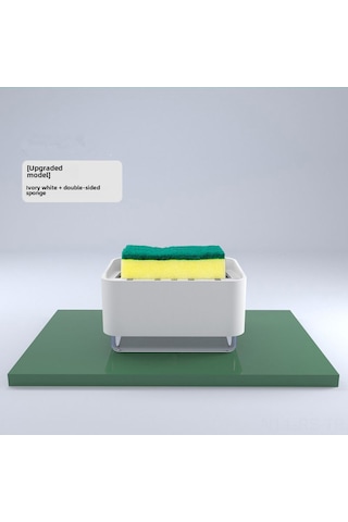 Reedark Mutfak Otomatik Sabun Dağıtıcı, Basma Tipi Yıkama Sıvısı Kutusu Ve Yıkama Fırçası İle Verimli Temizlik Aleti Beyaz Beyaz