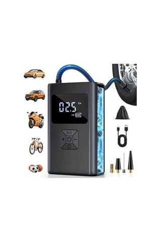 Fastbuy Siyah Kablosuz Dijital Ekranlı Lastik Şişirme Cihazı - Led Işıklı El Pompası