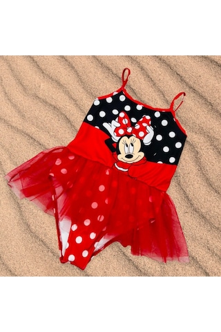 Lolliboomkids Kız Çocuk Puantiye Mickey Balerin Tütü Mayo Kırmızı