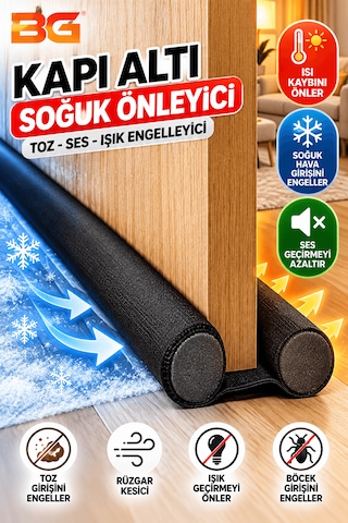 2 Adet Kapı Altı Rüzgar Önleyici Isı Yalıtım Süngeri Ses Toz Soğuk Geçirmez Enerji Tasarruflu Rüzgarlık 80 CM